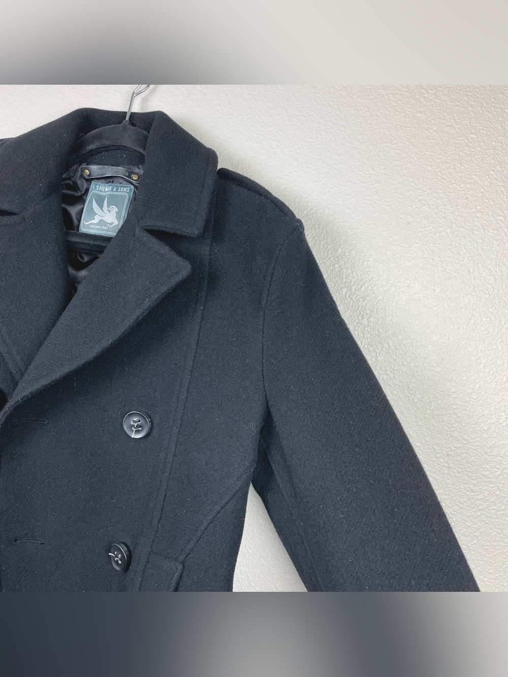 Spiewak & Sons Men's Medium Black Thick Wool Dugan Peacoat Thinsulate Button - Picture 6 of 16